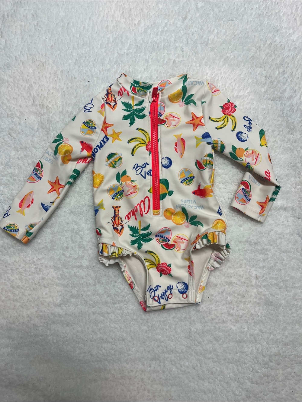 4/25$ Old Navy Long-Sleeve Tropical Print Kids Swimsuit